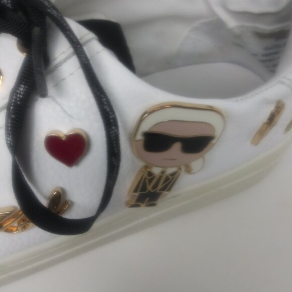 Karl Lagerfeld Paris Cate Pins Sneakers White Lace-up Size 6 Like New - Picture 3 of 8